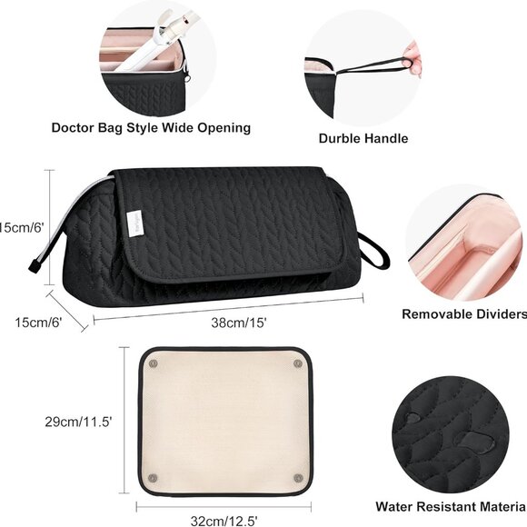 Travel Hair Tool Organizer Bag Heat Resistant Mat for Straighteners Curling Iron - Picture 5 of 7